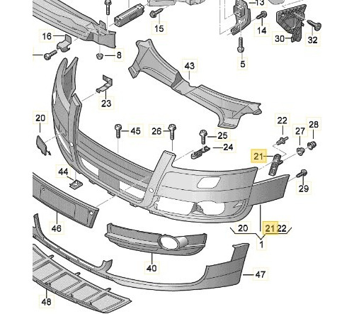 Guía Izquierda De Paragolpe Delantero Audi A6 2005 - 2011 
