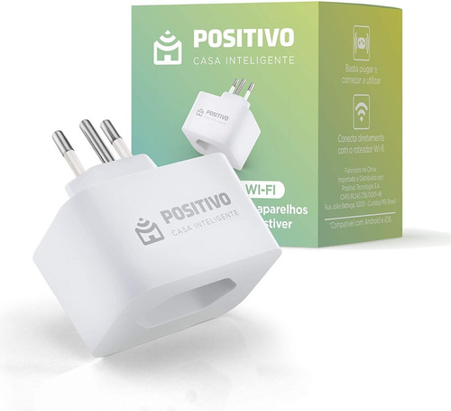 Tomada Smart Plug Wi-fi Positivo Casa Inteligente Branco