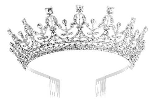 Corona De Princesa Reina Tiara Con Peine Cristal Rhinestone