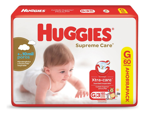 Pañales Huggies Supreme Care G Unisex X 60 Un