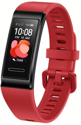 Huawei Band 4 Pro 0.95" caja de  metal y plástico de ingeniería, malla  cinnabar red de  goma de silicona TER-B19S