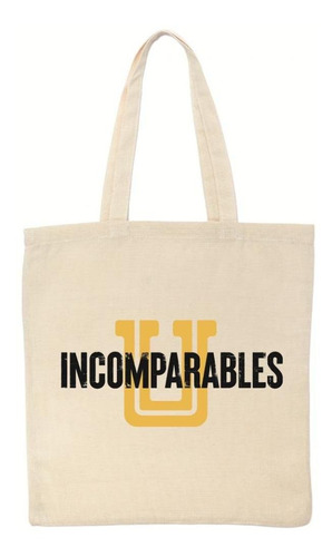 Bolsa Tote Tigres Incomparables Uanl Color Beige Diseño de la tela Liso