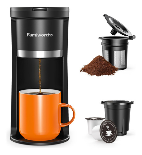 Famiworths Mini Cafetera De Una Sola Porción, Instantánea.