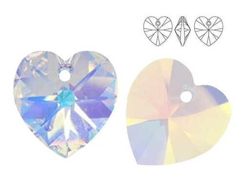 Dije Cristal Corazon 10mm Plata 925 Colores Vrs Encontralos Crystal Ab