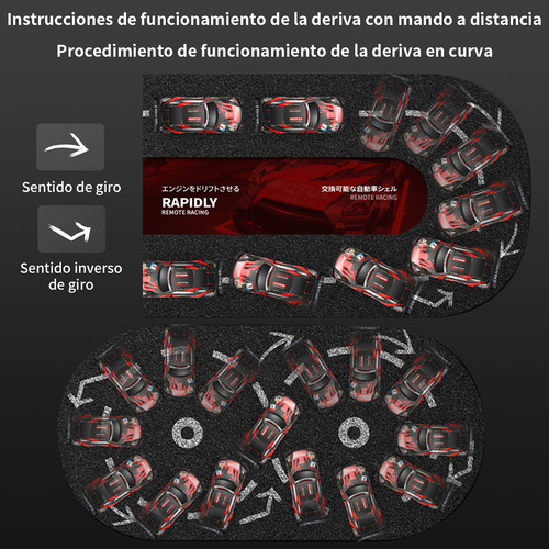 Carro Control Remoto Drift 4x4 De Alta Velocidad Con Luces Y Deflectores Y Aletas Traseras Acopladas 2.4G Amarillo