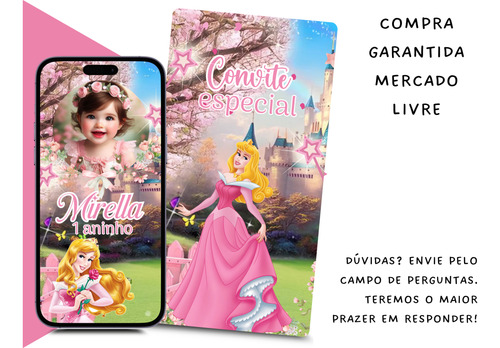 Convite Digital Animado A Bela Adormecida Rosa