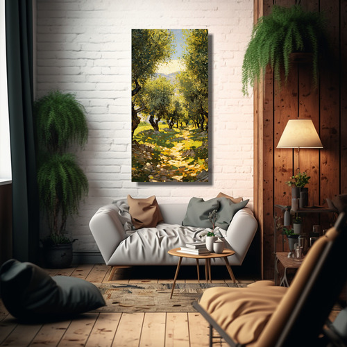 25x50cm Paisaje Olivar Sol Difuminado - Decocuadros Flores