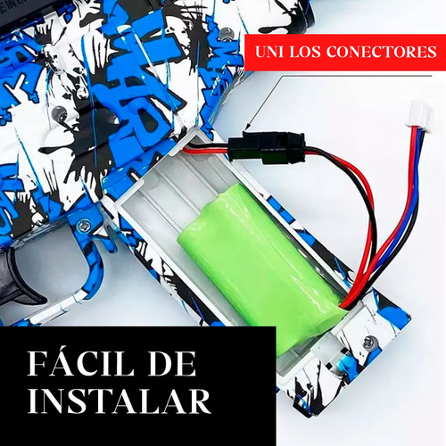 Ametralladora Juguete Pistola Bolitas De Hidrogel Eléctrica Celeste