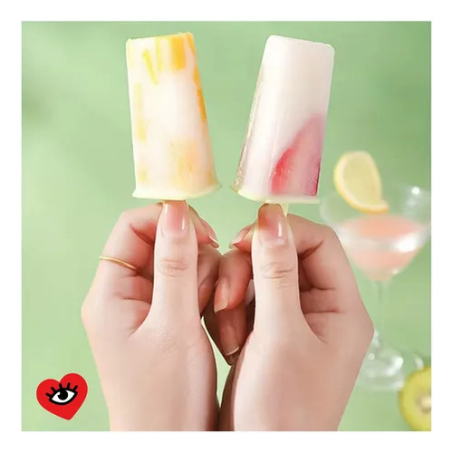 Molde Helado Verde Paleta 8 Unidades Plastico Fruta Crema Jugo