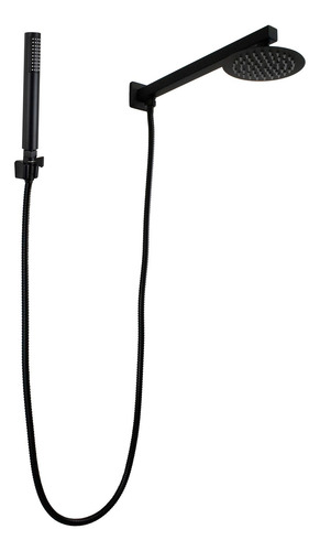 Ducha Black Redonda Inox 15 Cm Parede C/ Ducha Manual De Abs
