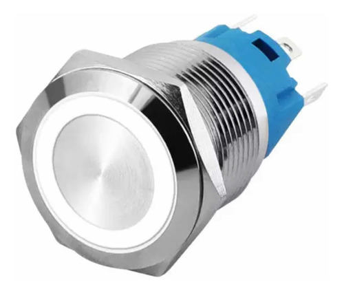 Boton Pulsador De Metal Sin Retencion  16mm Led 12v Blanco