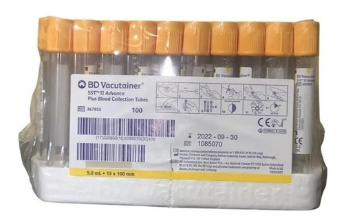 Tubos Vacutainer Sst Amarillo 5ml (suero Con Gel Separador)