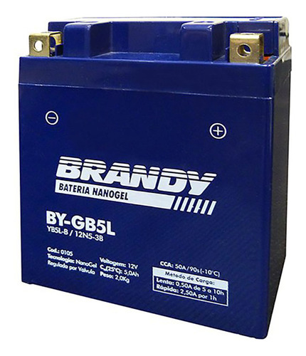 Bateria Brandy - Nanogel By-gb5l - 5,0 Ah (yb5l-b / 12n5-3b)