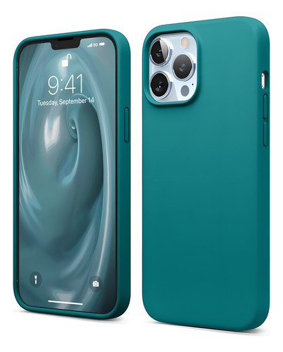 Funda Elago iPhone 13 Pro Max Silicona Líquida Turquesa