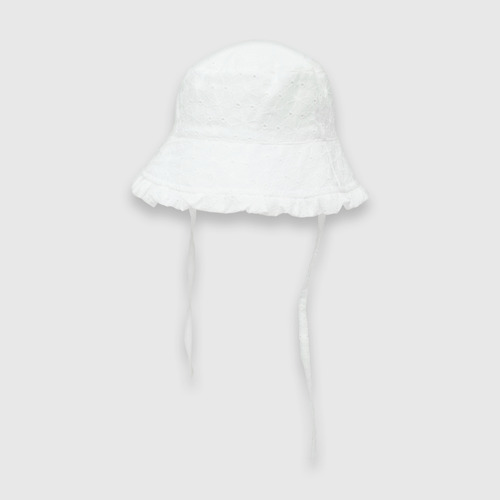 Sombrero De Bebé Niña De Brodery Blanco / White (0 A 9 Meses