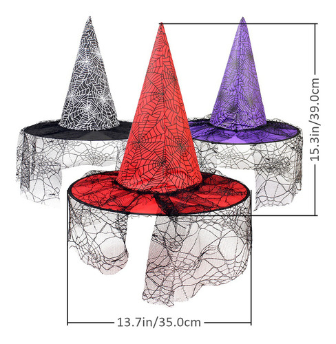 Sombreros Sombrero De Bruja De Halloween, 3 Unidades