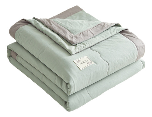 Cobertor Cubrecama Liviano Dellorean Para Colchón 2 Plazas Color Verde Liso