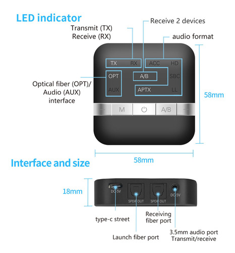 Receptor De Transmisor Bluetooth 5,0 Profesional Adaptador