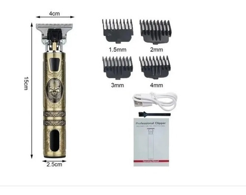 Imagem 3 de 5 de Maquina Para Barba E Cabelo Dourada Com Visor Recarregavel