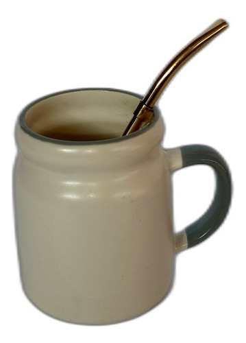 Tazón Hierba Mate Loza + Bombilla Mate