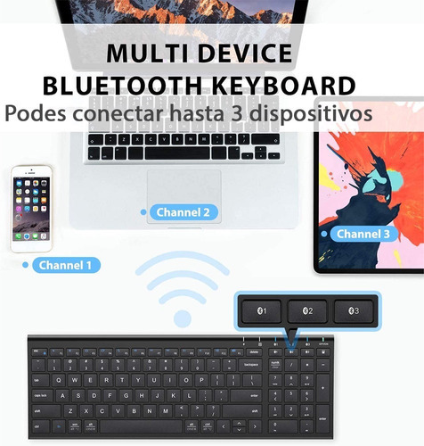 Teclado Bluetooth Recargable Para Macbook Windows Mac Pc Color Del Teclado Negro