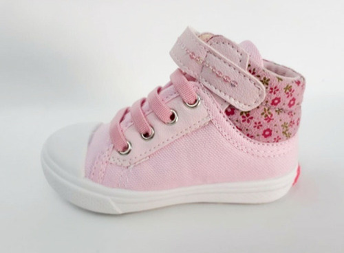 Tênis Bota Infantil Chique Top Lona Rosa Primeiros Passos