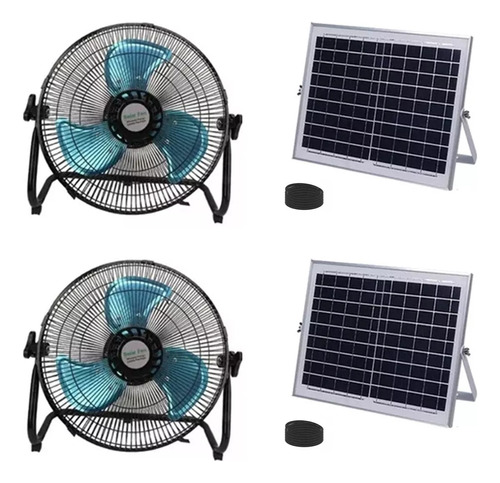 Ventilador Megaluz Moderno Recargable Con Panel Solar 2pzs