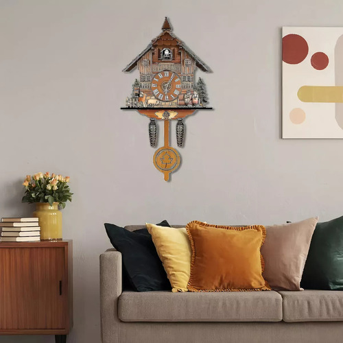 Reloj De Pared Retro Con Forma De Cuco De Madera De Estilo N