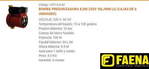 Imagen 3 de 9 de Bomba Presurizadora Lusqtoff Hasta 2 Baños Faena Srl