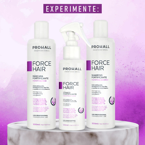 Mascara Crescimento Capilar Prohall Linha Force Hair 500ml