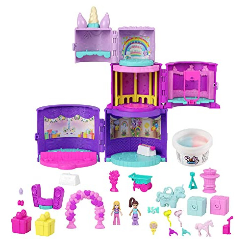 Polly Pocket 2-in-1 Unicorn Toy Playset, Spin 'n Surprise Bi