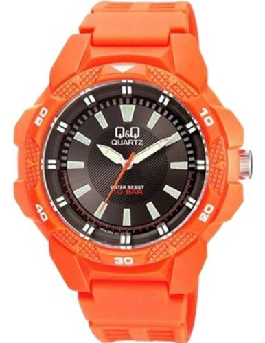 Reloj Q&q Para Caballero- Naranja- Sport - Vr54j006y- Mileus Color de la correa Naranja Color del bisel Naranja Color del fondo Negro