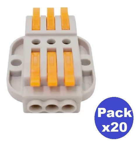 Pack 20 Conector Eléctrico Rápido Wago 3 Entradas 3 Salidas