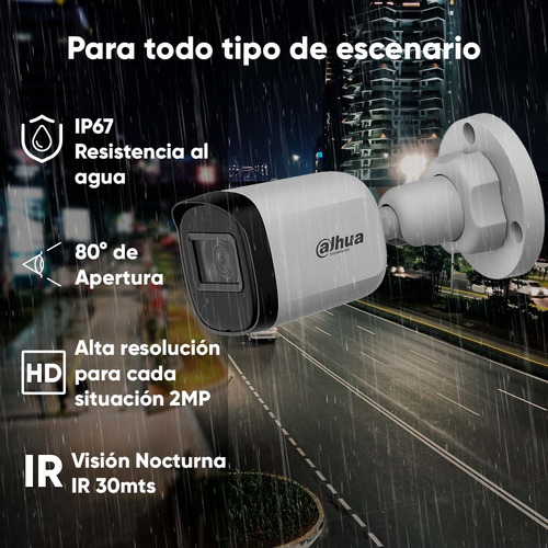 Kit Videovigilancia Cronos 6 Cámaras Dahua Bala B1A21N 2mp + hdd 3TB + Cables + Accesorios - Kit Cctv DTH029-PLUS6+3TB (dvr Dahua Xvr1b08-i Circuito Cerrado)