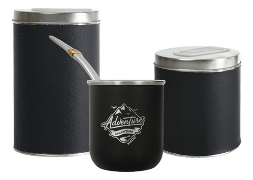 Imagen 1 de 9 de Mate Y Bombilla Acero Inoxidable Termico + Yerbera Azucarera