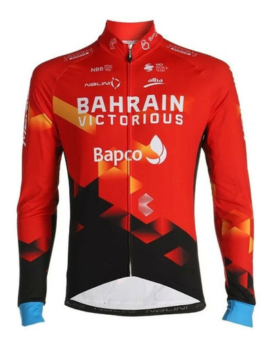 Campera Ciclista Bahrain Vict. Afelpada C Bolsillos Traseros