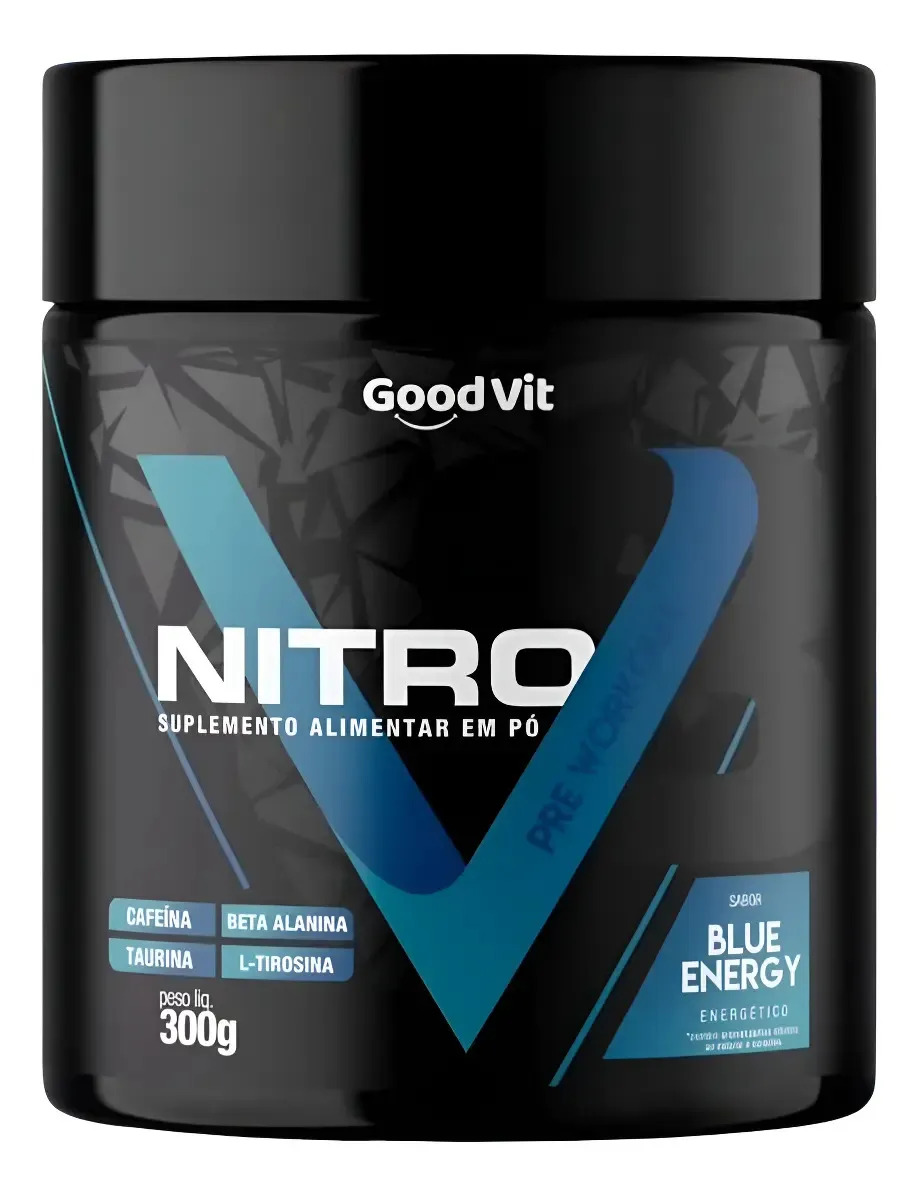 Pré Treino 300g Em Pó Good Vit Nitro V8 Pré Treino Energia Blue Energy