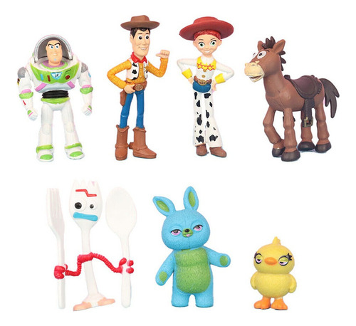 7pcs Toy Story 4 Woody Lightyear Forky Buzz Figura Juguete