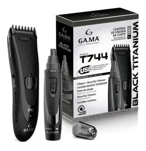 Combo Ga.ma T744 Cortapelo T742+trimer Gnt512 Black Titanium