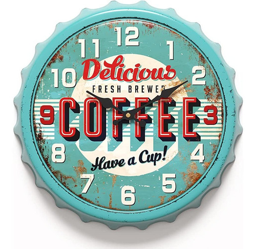 ~? Menterry Bottle Cap Design Iron Retro Wall Clock, 13 PuLG