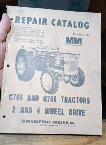  Catalogo Tractor Mineapollis Moline 705 706