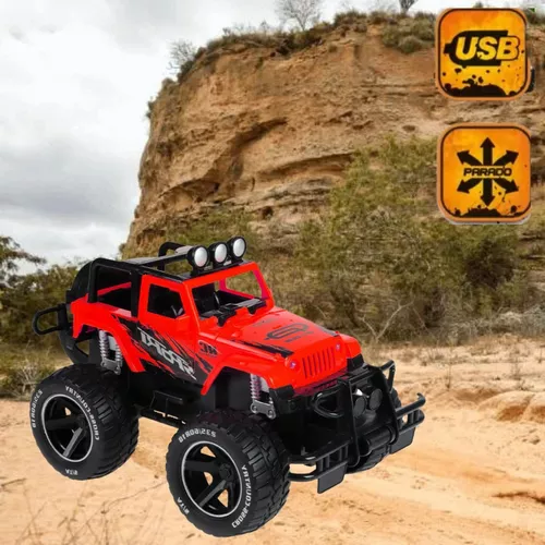 Carrinho Controle Remoto 4x4 Monster Presente Para Menino Cor Vermelho