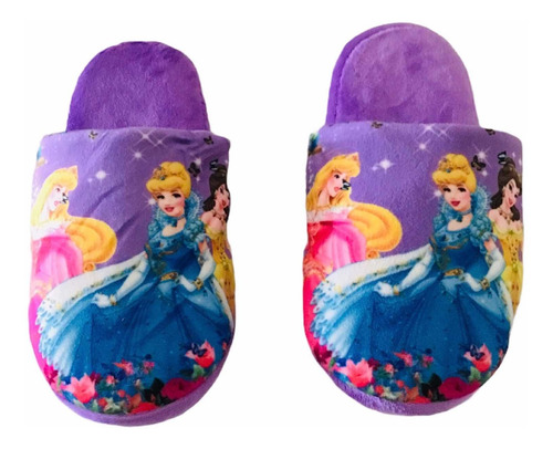 Pantuflas Princesas De Felpa Con Planta De Goma