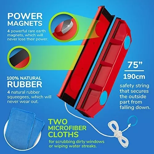 Tyroler Bright Tools The Glider D-2 Magnetic Window Cleaner for Double  Glazed Windows. Fit to 0.3in - 0.7in Window Thickness. Glass Cleaner