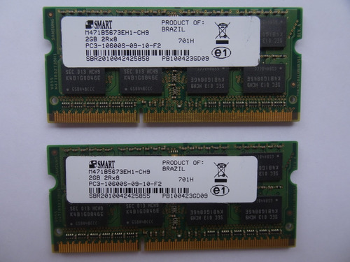 Memória Ram Smart 2x2gb Ddr3 Dual-channel Notebook/laptop