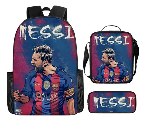 Juego De Tres Piezas De Mochila Football Star Messi Para Est