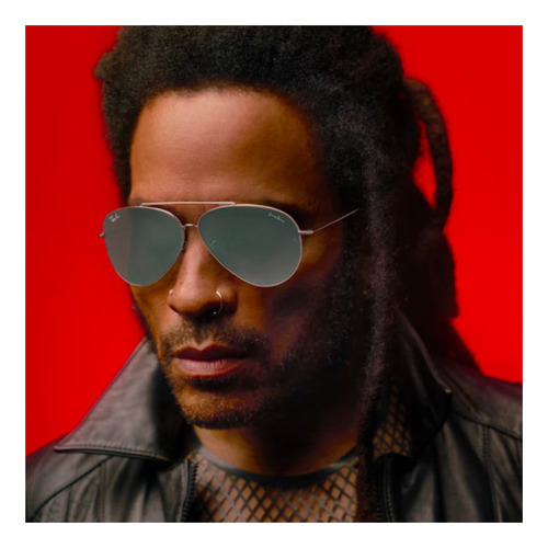 Gafas de sol Ray-ban Lenny Kravitz de metal 0rbr0101s003/3062 con montura plateada, varilla plateada, lentes plateadas, diseño de aviador