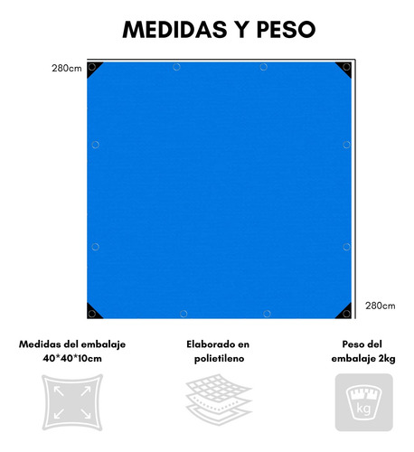 Cobertor Carpa Lona Toldo Multiusos Impermeable 2.8 X 2.8 Mt