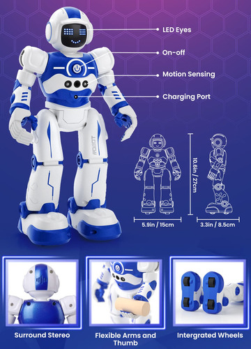 Juguete Robot Inteligente Con Control Remoto Para Niños 4 A Personaje Color