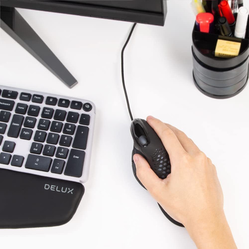 Ratón Vertical Ergonómico Delux Con Cable Y Rueda Para El Pu